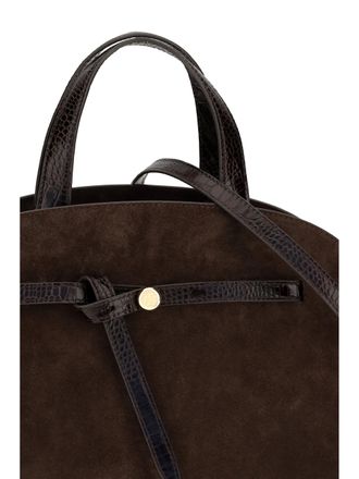 Tory Burch Womens Shoulder Bag Romy Suede Dark Cocoa