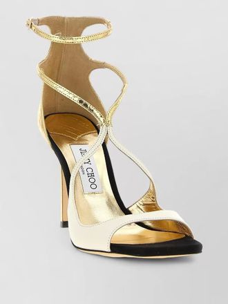 Jimmy Choo London azia open toe metallic stiletto pumps