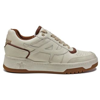 Ash Blake Leather Womens Low Top Trainers - Gardenia Amber Gardenia - Size:UK 8