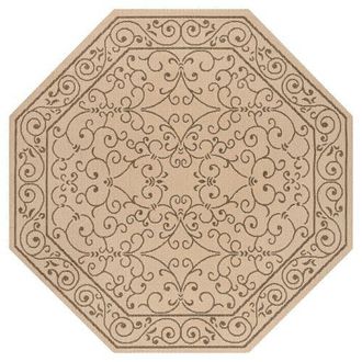 Jonathan Y Designs Charleston Vintage Filigree Textured Weave Octagon Indoor/Outdoor Area Rug in Beige/brown at Nordstrom, Size 8Ft 0In X 8Ft 0In