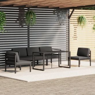 vidaXL Set Muebles De Jard&iacute;n 6 Pzas Y Cojines Aluminio Gris Antracita Vidaxl