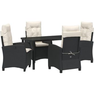 vidaXL Vidaxl - Conjunto De Comedor De Jard&iacute;n 5 Pcs Negro Rat&aacute;n Sint&eacute;tico