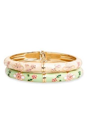 Natasha 2-Pack Enamel Hinge Bracelets in Cream/Mint at Nordstrom Rack