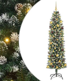 vidaXL &Aacute;rbol Navide&ntilde;o Artificial Delgado Verde Y Blanco 210 Cm Vidaxl