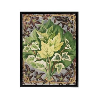 Artery8 Art Nouveau Ivy Leaves Painting Hibberd Black Framed Canvas Wall Art in Green | Size: W24 x H32
