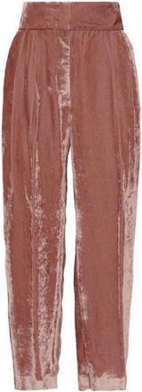 Fabiana Filippi Roze cropped broek met hoge taille - Dames - Wijde Broeken - Roze - M - Polyester - Broeken