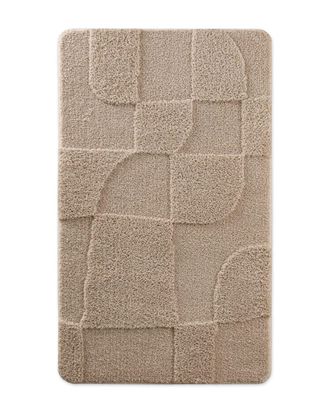 Wecon Home Alfombra de ba&ntilde;o en relieve beige arena 60x100