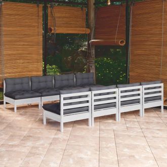 vidaXL Muebles De Jard&iacute;n 9 Pzas Con Cojines Madera Maciza De Pino Vidaxl