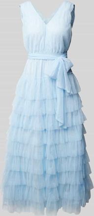 A-View Maxikleid mit Volants Modell Miranda in Hellblau, Gr&ouml;&szlig;e 34