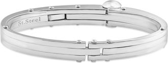 Pompeii3 Mens Steel Polished Latched 8 10mm Cuffed Bracelet