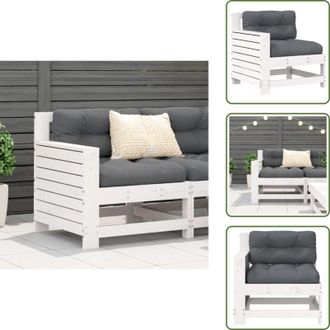 vidaXL Divano in legno - vidaXL Divano Giardino Senza Braccioli con Cuscino Bianco Legno Pino - Cuscino in antracite