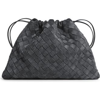 Bottega Veneta Medium Dustbag Intrecciato Suede Bag in 1035 Graphite-Gold at Nordstrom