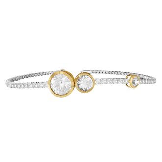 Diamond2Deal 925 Sterling Silver Two-tone 3.5 Ct Round Lab Grown Diamond Bracelet 7
