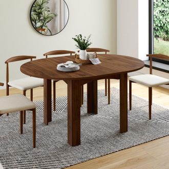 IDMarket Dona Mesa De Comedor Redonda Extensible 4-8 Personas Nogal 110-150 Cm