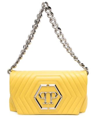 Philipp Plein Hexagon logo-plaque quilted shoulder bag - women - Nappa Leather - OS - Yellow