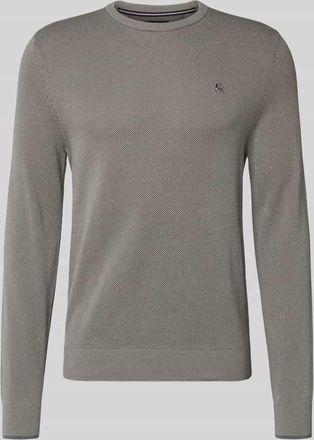 Lerros Strickpullover mit Label-Stitching in Dunkelgrau, Größe XXXL