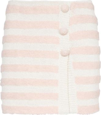 Balmain Gestreepte wikkelrok - Dames - Korte rokken - Beige - XS - Wol - Rokken