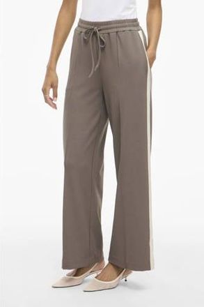 Vila wide leg high waist casual broek taupe
