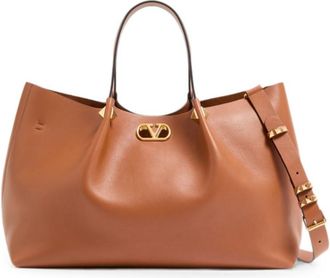 Valentino Garavani Brown VLogo Signature Large Tote