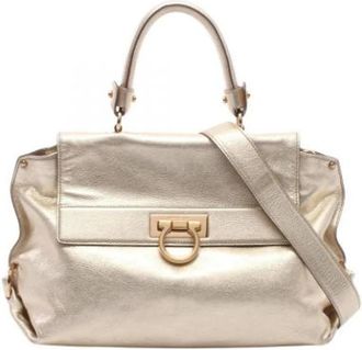 Ferragamo Pre-owned Handbag - Dames - Vintage Handtas - Geel - ONE Size - Leer - Vintage