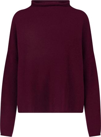 Lisa Yang Burgundy Cropped Boxy High-Neck Knit Sweater