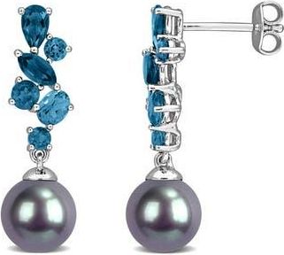 Delmar Cultured Tahitian Pearl & London Blue Topaz Pendant at Nordstrom Rack