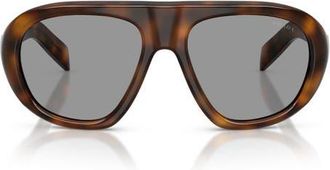 Prada 56mm Irregular Sunglasses in Juniper Tortoise /Grey at Nordstrom