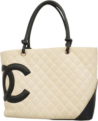 Chanel Black White Leather Tote Bag (Pre-Owned)