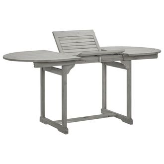 Berkfield Home Garden Dining Table (120-170)x80x75 cm Solid Acacia Wood in Grey