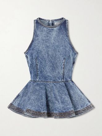Alaia Top Con Baschina In Denim - Blu