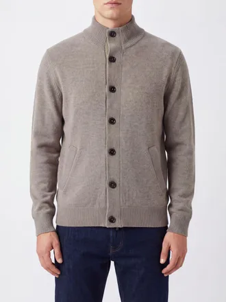 Brioni Cardigan a collo alto in puro cashmere con chiusura a bottoni