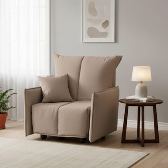 Dmora Sofa Cama Dabari, Sof&aacute; Individual, 100% Made In Italy, Sill&oacute;n De Sal&oacute;n Con Apertura Trolley, En Tela Acolchada, Con Reposabrazos Est&aacute;ndar, Cm 110x90h8