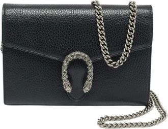 Gucci Pre-owned Cross Body Bags, female, Black, Size: ONE SIZE Pre-owned Dionysus Wallet on Chain