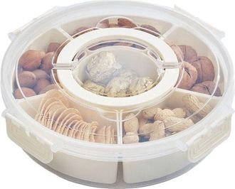 OEM 15 Art&iacute;culos, Caja Giratoria Para Aperitivos, Caja Para Aperitivos, Caja Redonda Para Aperitivos, Blanca, Pl&aacute;stico