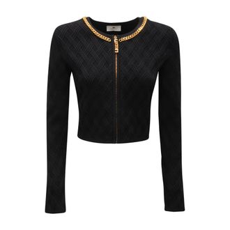 Elisabetta Franchi Mk-29B-56E2 Cardigan - Dames - Vesten - Zwart - XL - Polyester - Truien & Vesten