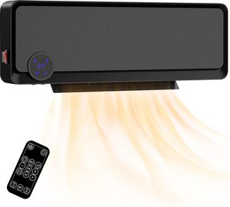 OEM Calefactor El&eacute;ctrico De Pared 1000w/2000w Estufa Con Pantalla Led Ipx2 Y Mando A Distancia 56x11,7x18,5 Cm Negro