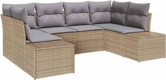 vidaXL Garden Sofa Set 6 pcs Beige and Light Grey Poly rattan vidaXL