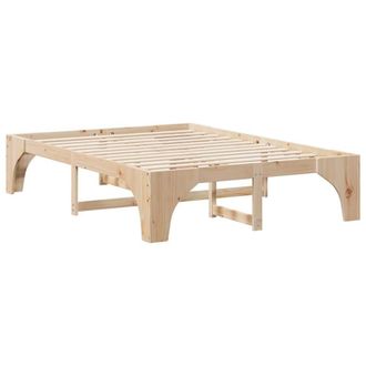 Berkfield Home Floor Bed Frame with Storage Brown 140 x 200 cm Solid pine wood in Natural