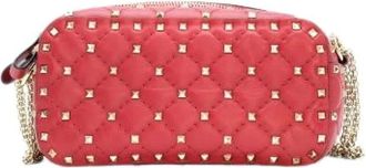 Valentino Pre-owned Cross Body Bags, female, Red, Size: ONE SIZE Pre-owned Nappa Rockstud Spike Camera Bag in Rosso Valentino