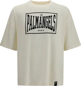 Palm Angels Mens T-Shirt Vintage Box Logo Off White-Black Cotton T-Shirts White/black And Polos