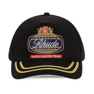 Rhude Accessoires, Heren, Zwart, ONE Size, Katoen, Safari Crest Hat