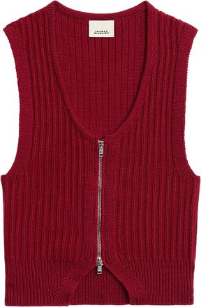 Isabel Marant Top Devima a coste con zip - Rosso