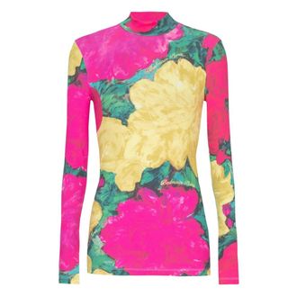 Balmain Long Sleeve Tops, female, Multicolor, Size: XS Printed High-Neck Top