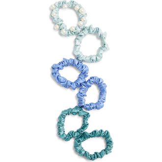 Chelsea28 6-Pack Satin Ponytail Holders in Cool Blue Multi at Nordstrom