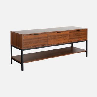 Sweeek Sweeek - Mueble Tv De Nogal Con 3 Cajones, 130cm, Walnut, Madera De Nogal, 130x40x53.5 Cm