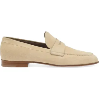 Gianvito Rossi Carlo Mocassin in Brown Suede Leather at Nordstrom, Size 45.5