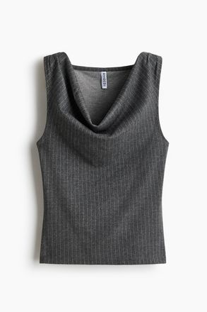H&M Jerseytop mit Wasserfallausschnitt - Grau