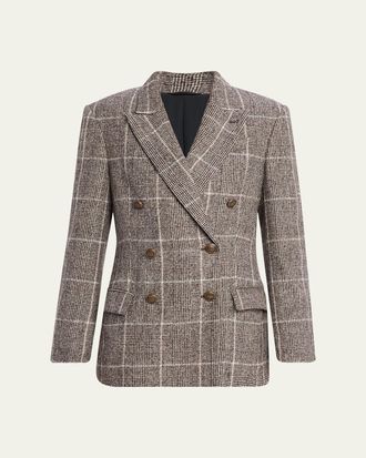 Brunello Cucinelli Windowpane Double-Breasted Jacket