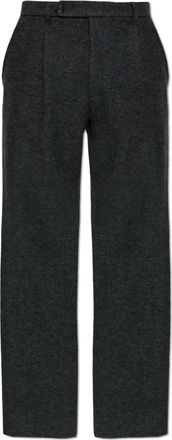 Jil Sander Broeken, Heren, Grijs, XL, Wol, Wollen broek met plooien