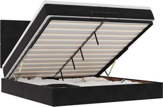 vidaXL Estructura De Cama Otomana Colchones Terciopelo Negro 200x200cm Vidaxl